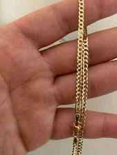 14k Yellow Gold Miami Cuban Link Chain Thin Necklace Mens Or Ladies 16-26"