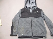 NIKE DRI-FIT Size 6-7 YRS Boys Gray Full Zip Fleece Lined Athletic Jacket 091