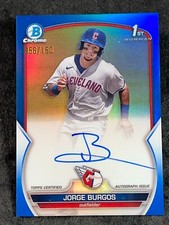 2023 Bowman Chrome 1st BLUE REFRACTOR PROSPECT ROOKIE AUTO Jorge Burgos 056/150