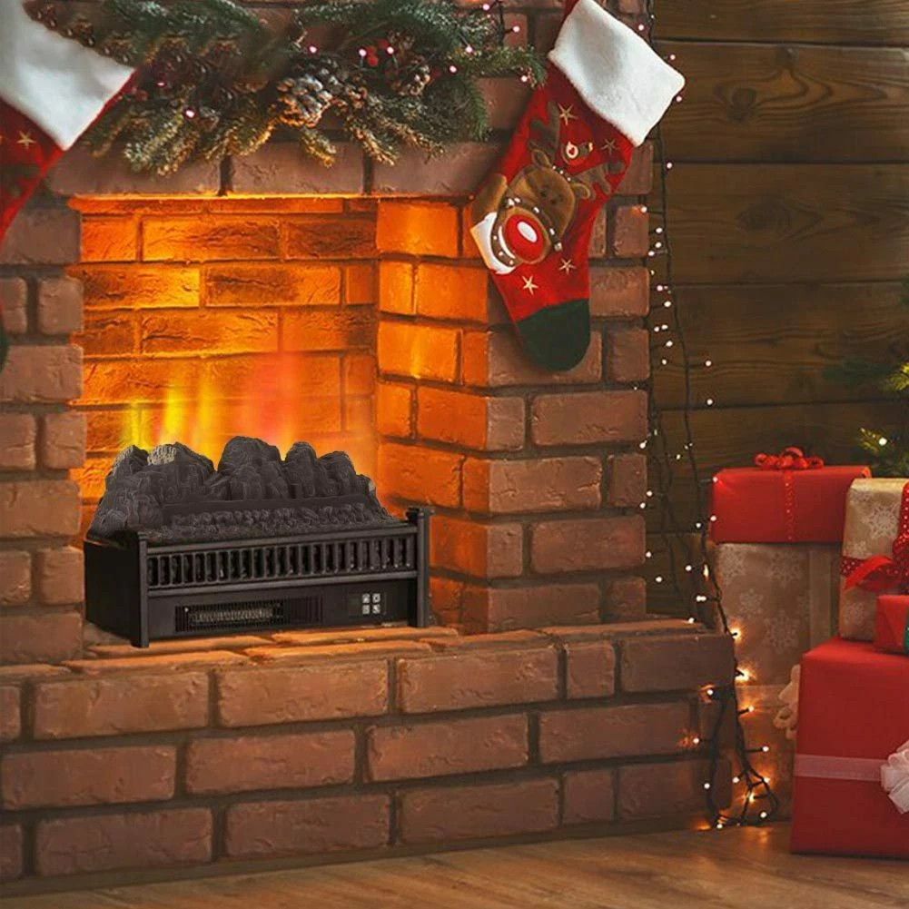 Electric Fireplace Metal Frame LED Fire Wood Ember Bed Logs Burner Heater  Stove | eBay