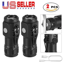 2 Pack Mini LED Flashlight Super Bright Tactical Flashlight w/ Tail Magnet, Clip
