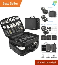 Travel Case for Electronics – Large Cord Organizer Bag with Customizable Storage