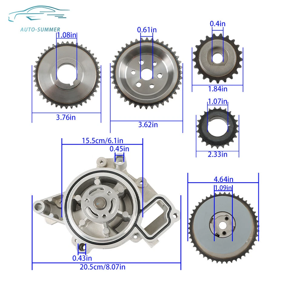 Timing Chain Gear Kit Head Gaskets Bolts Kit Water Pump For Chevrolet GM Buick - Imagem 2 de 4