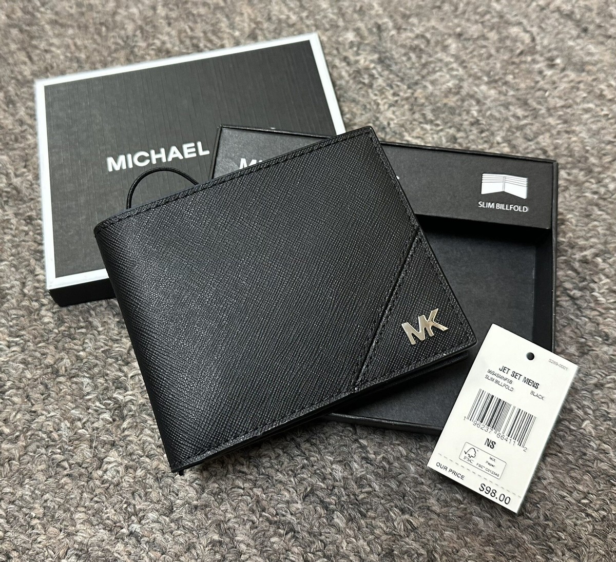 Michael Kors Slim Bifold Wallet MK Logo 86S4SMNF5B Black