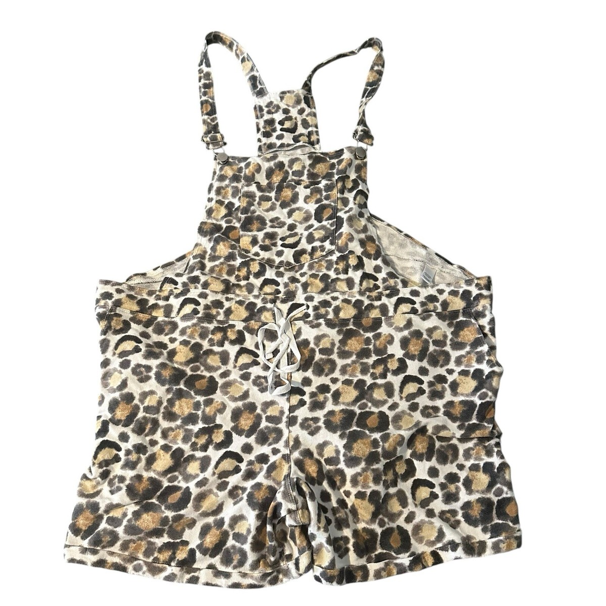 Cato Cheetah Print Overall Bib Shorts Womens Size 18/20 Cotton