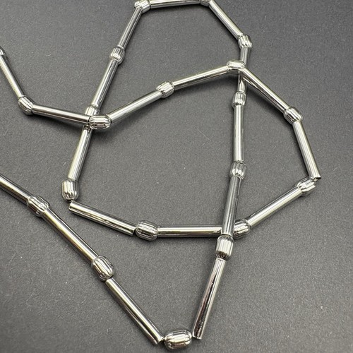 Vintage Vendome Silver Tone Necklace Lightweight Tube Bar and Ball Chain Signed - Picture 5 of 8