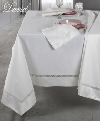 DAVID TISCHDECKE 12 SITZER 180 X 270 CM AUS SATIN MIT 12 SERVIETTEN - ELEGANCE