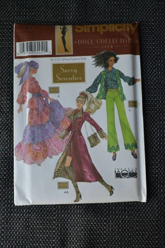 Simplicity 9975 sewing pattern, Doll Collectors Club Savvy 70s Barbie 11.5"