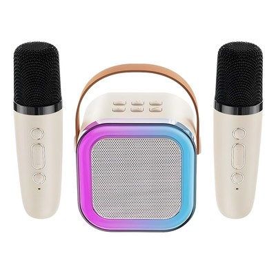 Mini Karaoke Machine Portable Bluetooth Karaoke Speaker with 1/2 Wireless Mics