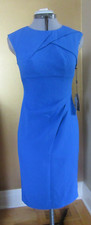 NWT Adrianna Papell Poppy Blue Solid Origami Crepe Dress Size 2