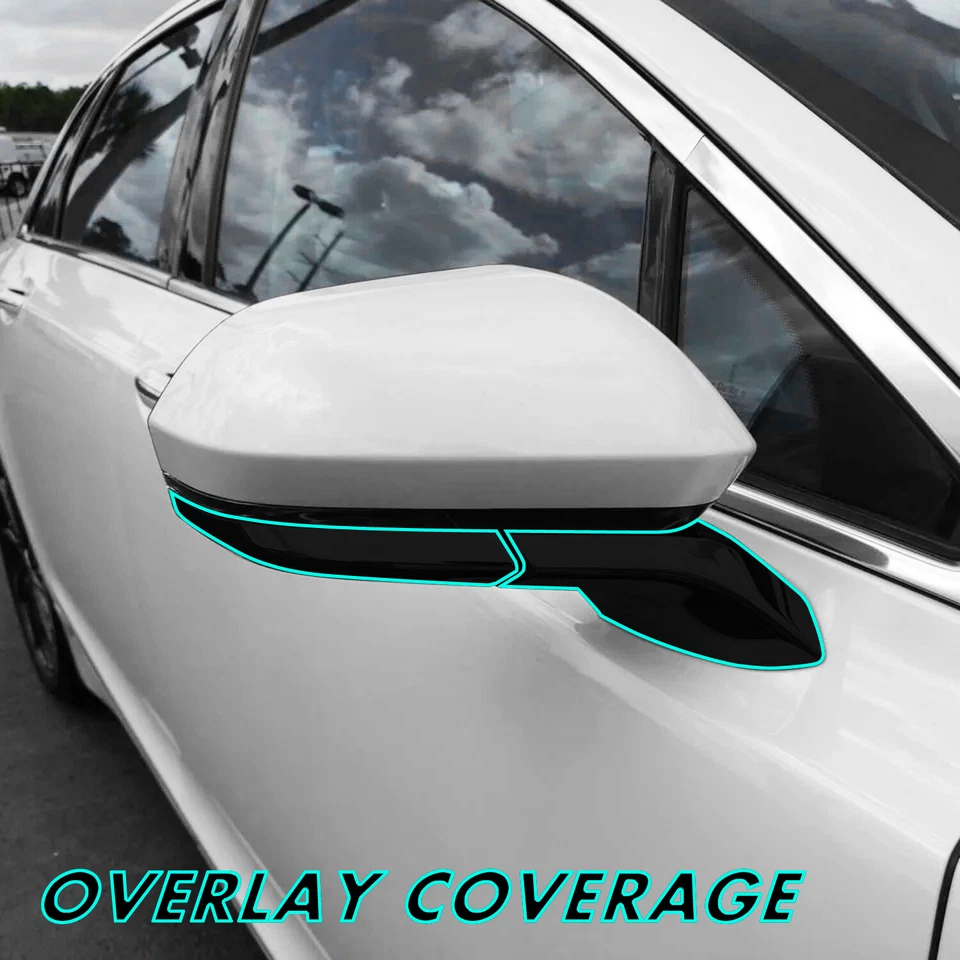 Chrome Delete Blackout Vinyl Overlay for 2013-16 Lincoln MKZ Mirror Trim - Image 2 of 4