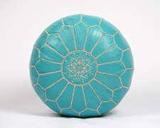 Prefilled Moroccan Leather Ottoman Pouffe Footstool Brown Pouf Boho Genuine