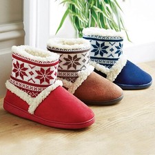Scandi Sherpa Fleece Slipper Boots Women’s Warm Lined Outdoor Sole Faux Suede