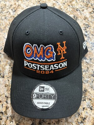New York Mets Black OMG Adjustable Hat 2024 Postseason Playoffs NLCS Brand New
