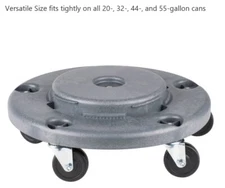 Round Trash Can Dolly, Universal Fits 20, 32, 44 & 55 Gallon Supports 350 lbs.