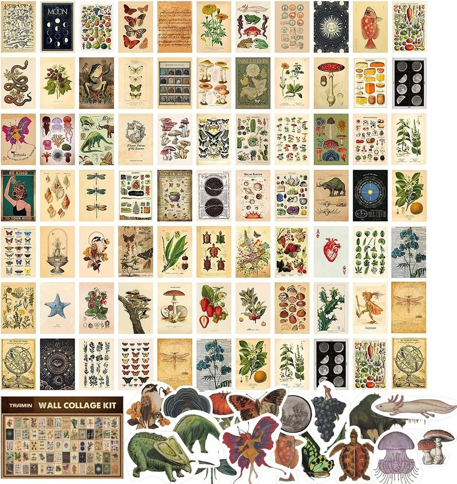 Vcollage Kit 100 PCS Vintage Posters, Collage Kit Aesthetic Pictures | eBay