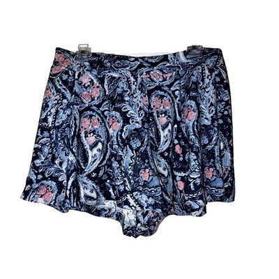 Torrid Navy Blue Pink Paisley Floral Smocked Back Pull On Shorts Plus Sz 2X (2)