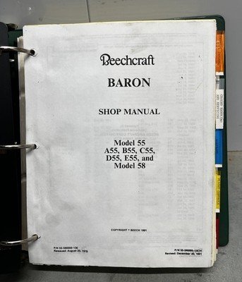 Beechcraft A55, B55, C55, D55, E55 & 58 Baron Shop Manual 55-590000-13E