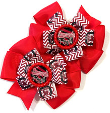 Beautiful Gamecocks Rock Inspired pigtail hairbows for girls.