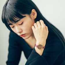 Zegarek KERBHOLZ EMMA 30mm orzech włoski/różowe złoto, czarny pasek wegański