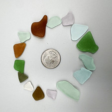 Lot of Surf-Tumbled Beach Glass Pieces, Mixed Assorted Colors for jewlery