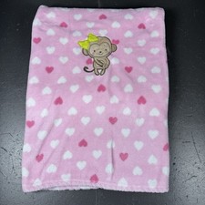 Carters Pink Monkey Blanket Just One You White Hearts Baby Green Bow Fleece