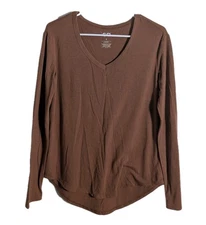 SO GOODS FOR LIFE Women's Everyday Long Sleeve Tee, Sz S, Hazelnut, New
