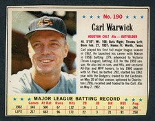 1963 Jell-O Baseball Carl Warwick Houston Colt .45s #190