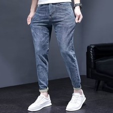 Tapered Slim Fit Herren Freizeit Jeans mit Gummizug in Blau Größen ab 28 36