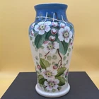 Beautiful Artist Signed 12” Long Floral Handpainted Fenton-esq Vase!