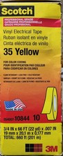 3M Scotch Vinyl Electrical Tape 35 Yellow 3/4 in x 66 ft x .007 in 10 Roll