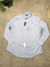 Lauren Ralph Lauren Shirt Mens 16-16.5 32/33 Blue Herringbone Regular Fit