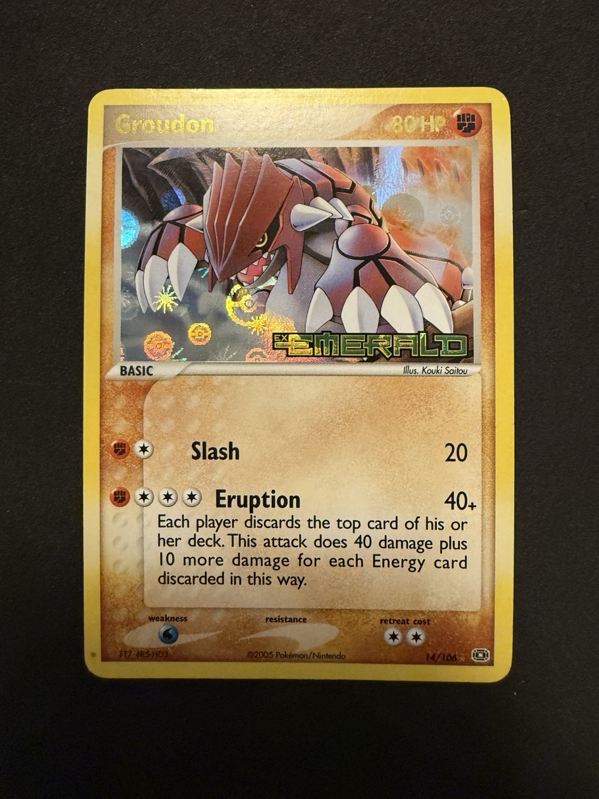 Stamped Reverse Holo Groudon 14/106 EX Emerald Pokemon Card