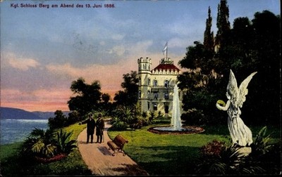 Postcard Berg am Starnberg Lake Upper Bavaria, Castle Berg on the evening of... - 5006713