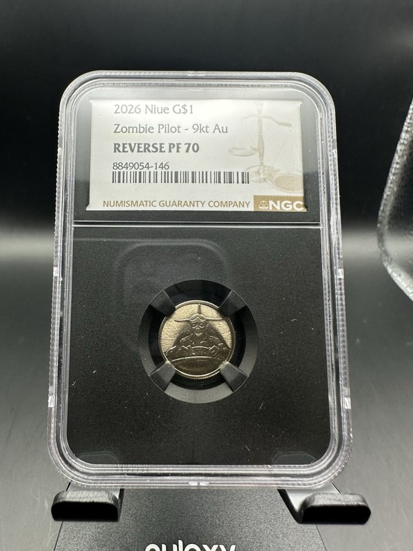 2026 Niue G$1 Zombie Pilot 1 Gram 9kt Gold Coin NGC Reverse PF 70 RP Perfect⁠