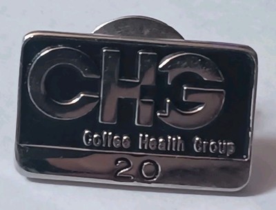 Vintage Sterling Coffee Health Group CHG 20 Year Lapel Pin Tie Tack 925 Tested