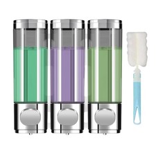 Shower Shampoo Dispenser 3 Chamber, Bathroom Hand Soap Dispenser Wall Mount N...