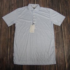 Collars  Co Polo Shirt Mens Medium Blue Check Dress Collar Golf Performance