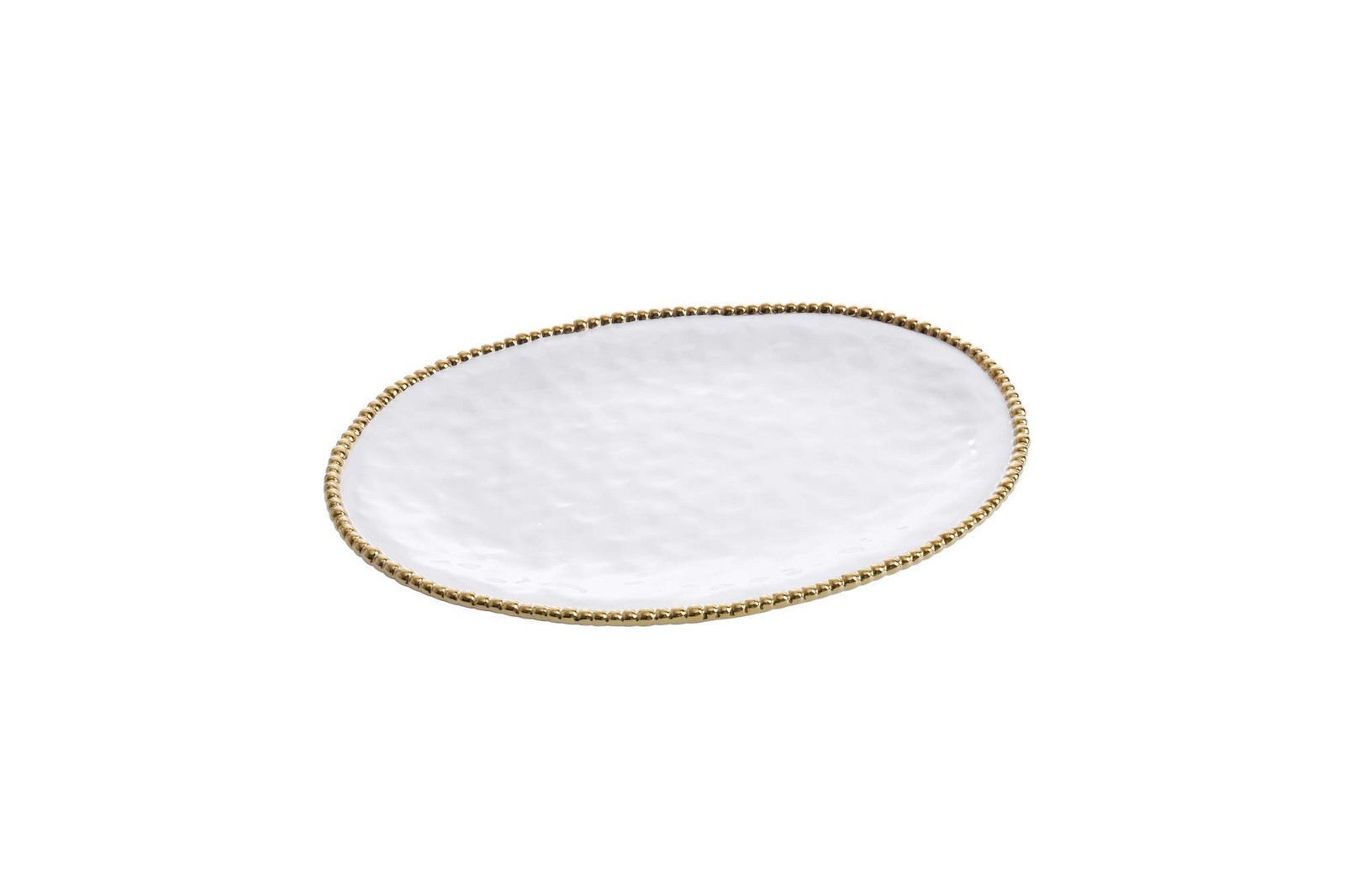 Pampa Bay Golden Salerno Large Oval Serving Platter White and Gold