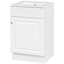 Modern 20" Bathroom Vanity with White Painted Finish, Ceramic Basin & Ample