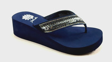 Yellow Box Skyllah Navy Embellished Thong Flip Flop Platform Sandals