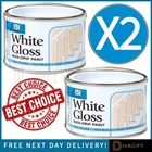 2 x WHITE GLOSS PAINT NON DRIP HOME DIY DOORS WOOD METAL CONCRETE INTERIOR 180ML