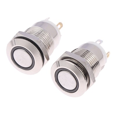 2Pcs DC 12V/24V Metal Latching Push Button Switch Waterproof Self-Locking Ro _wo