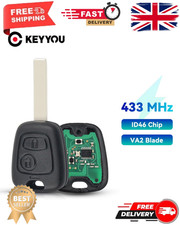 For Peugeot 107 Citroen C1 C2 C3 C4 Button Car Remote Key Fob 433MHz ID46 Chip