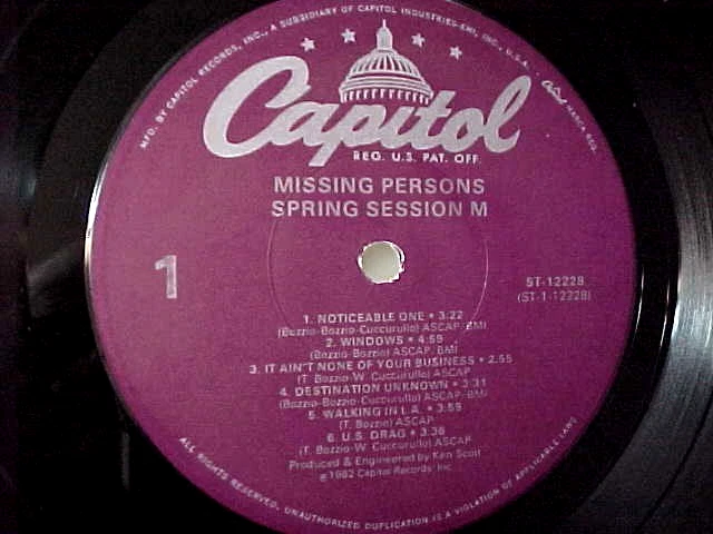 MISSING PERSONS -SPRING SESSION M - NM VINYL & EX COVER & EX AUDIO- FULLY TESTED - Image 3 of 4