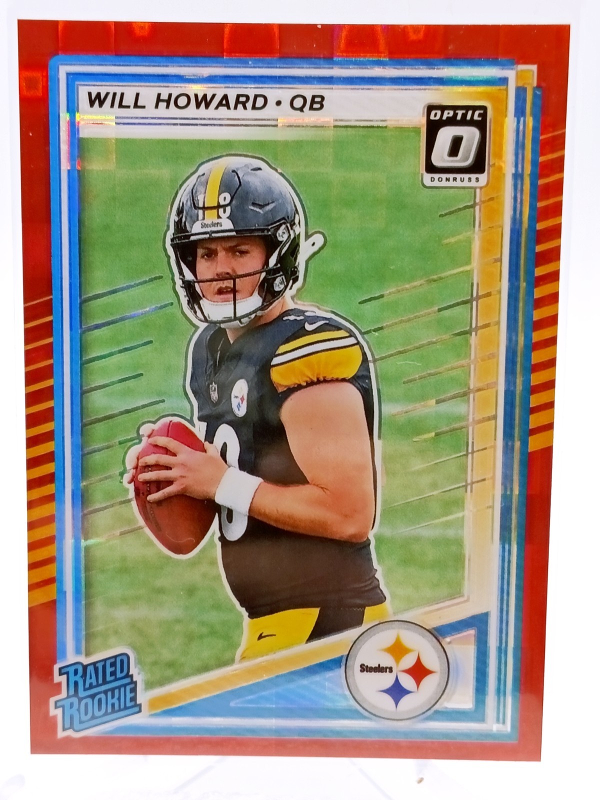 2025 Donruss Rated Rookie Will Howard #309 Optic Preview Red Pandora Prizm (RC)