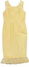Vintage 90s Women’s Butter-Yellow Linen Maxi Zipper Dress Sz 10 Old Money Classy