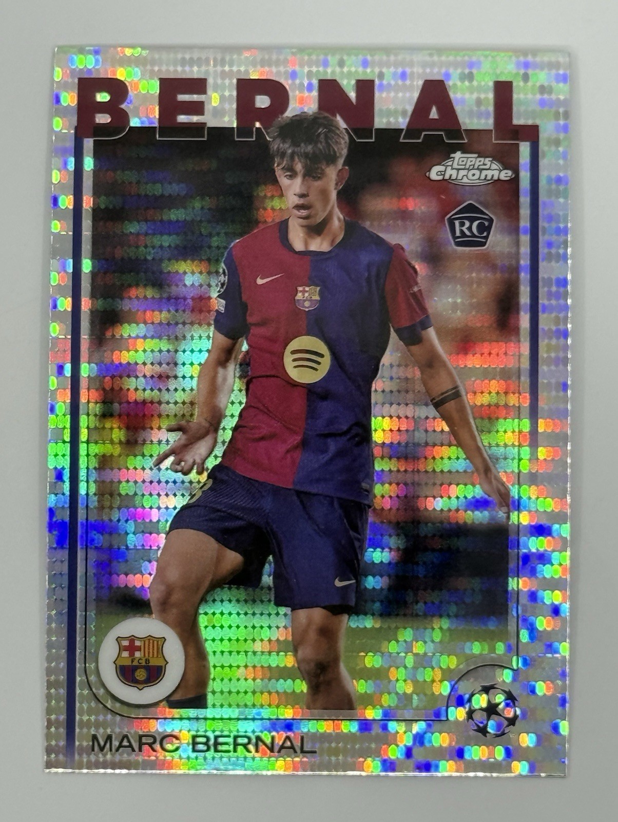Marc Bernal 2024-25 Topps Chrome UEFA UCC #39 Speckle Refractor RC Barcelona