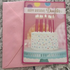 Happy Birthday Daughter Cake & Candles 5”x7” Hallmark Greeting Card