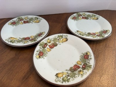 3 - VTG Speckled Stoneware Inarco Spice Of Life Vegetables Dessert  Plates